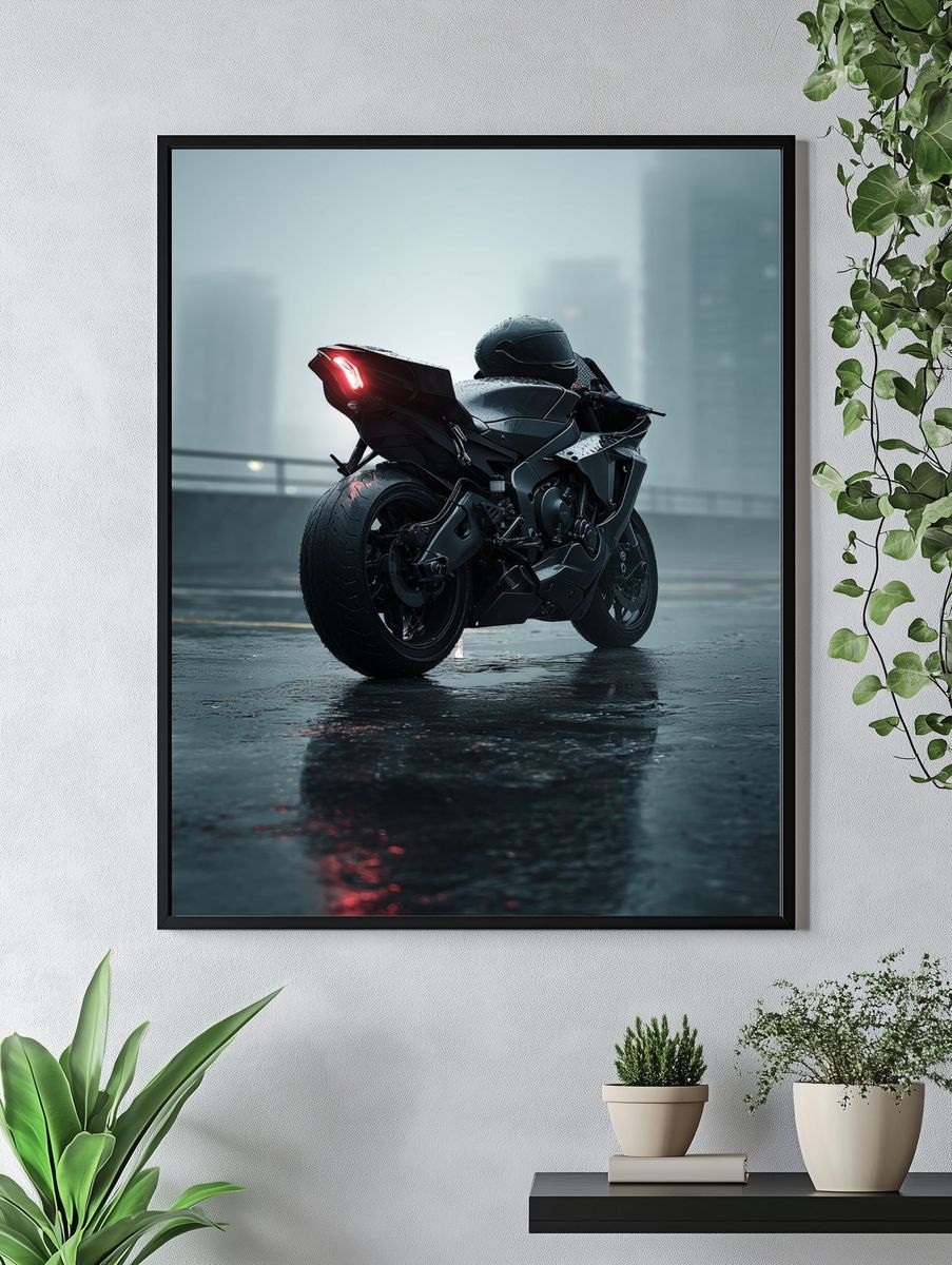 Rainy Sport Bike Photography Poster. — room view 4