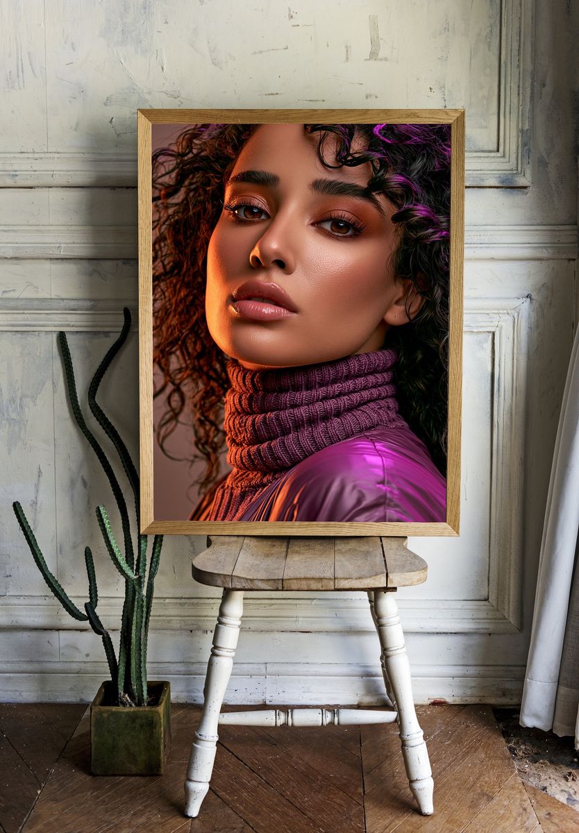 Neon Portrait Fashion Poster. room preview