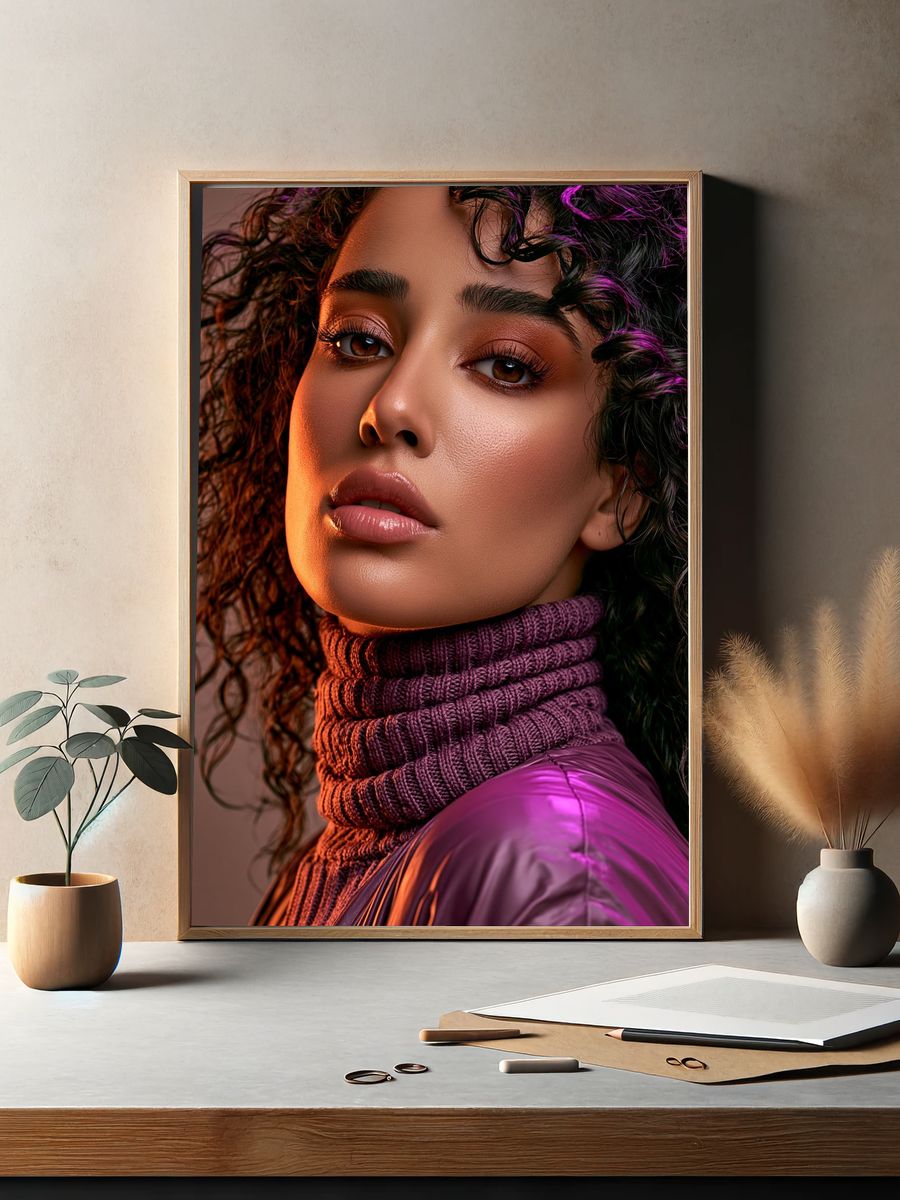 Neon Portrait Fashion Poster. — room view 2