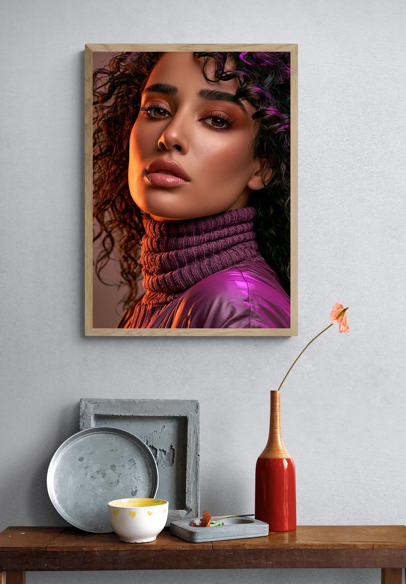 Neon Portrait Fashion Poster. — room view 3