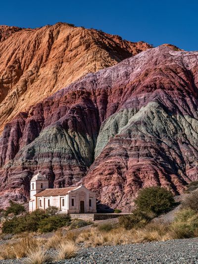 Colorful Desert Chapel Photography Poster. poster