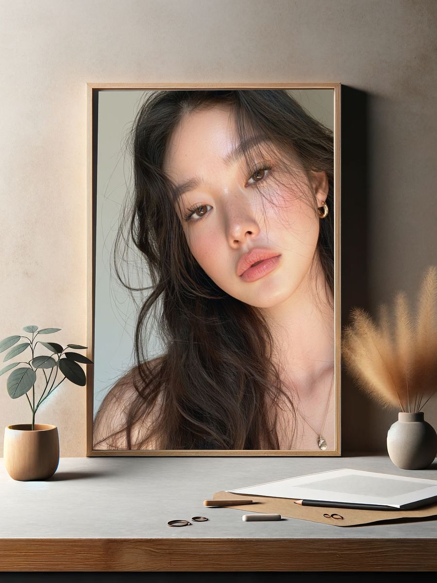 Misty Forest Road Photography Poster. — room view 2
