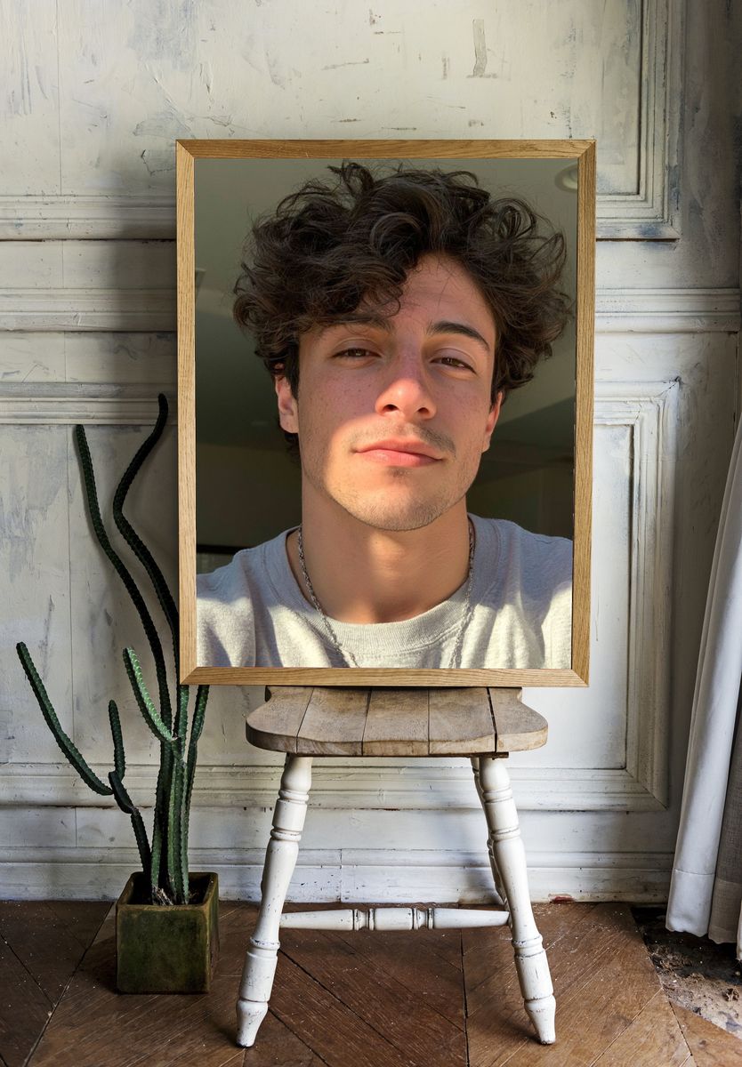 Curly Haired Portrait Photography Poster. — room view 1