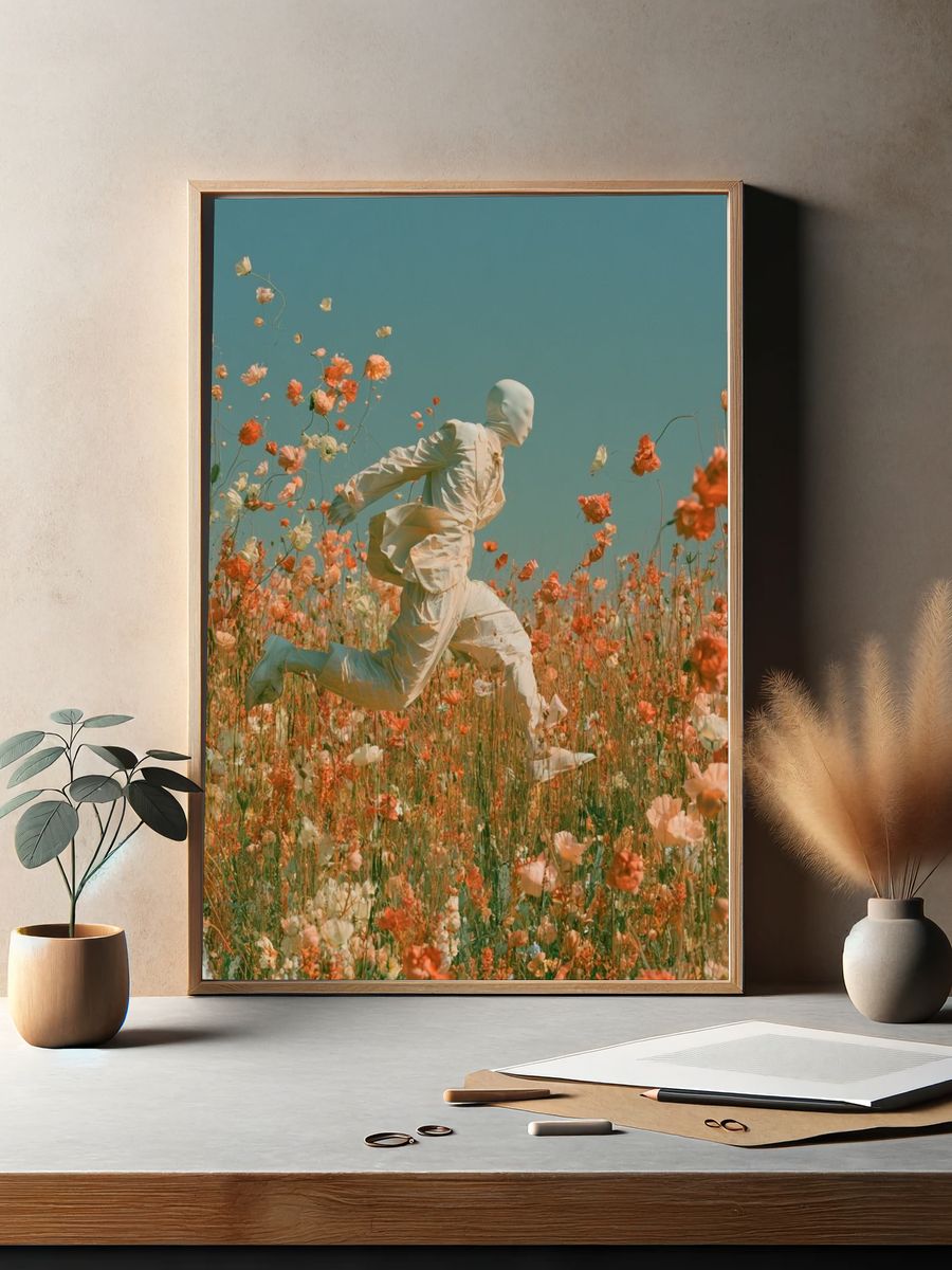 Dreamlike Flower Field Print. — room view 2