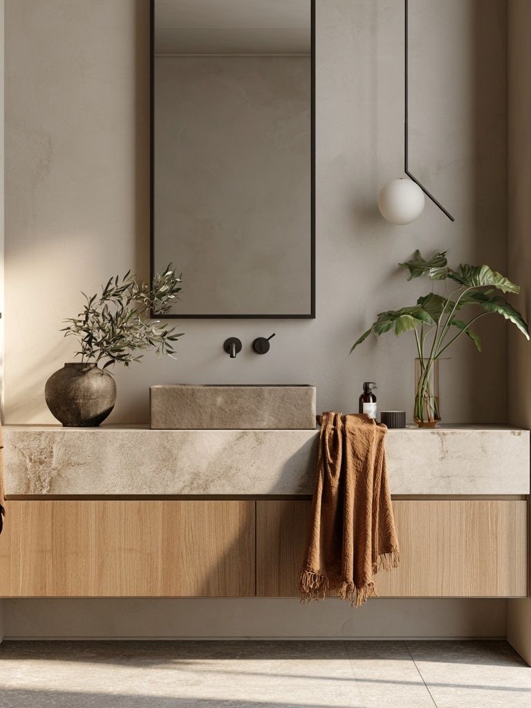 Minimalist Spa Bathroom Interior Print. poster — photography art