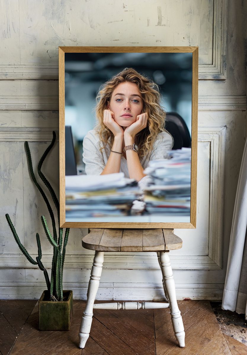 Contemplative Office Portrait Print. — room view 1