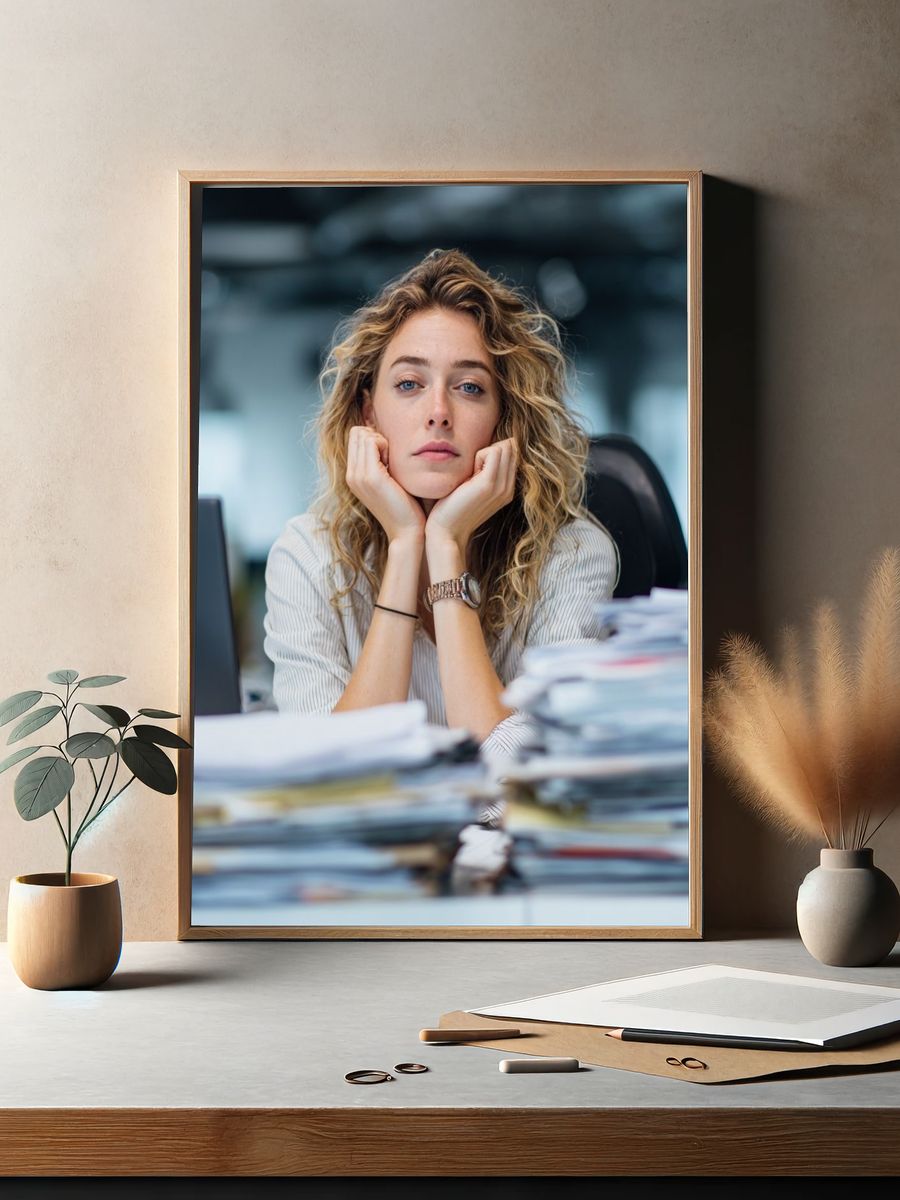 Contemplative Office Portrait Print. — room view 2