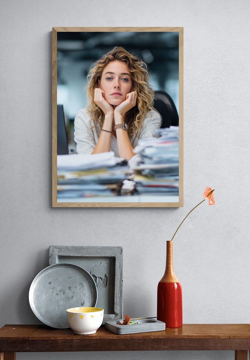 Contemplative Office Portrait Print. — room view 3