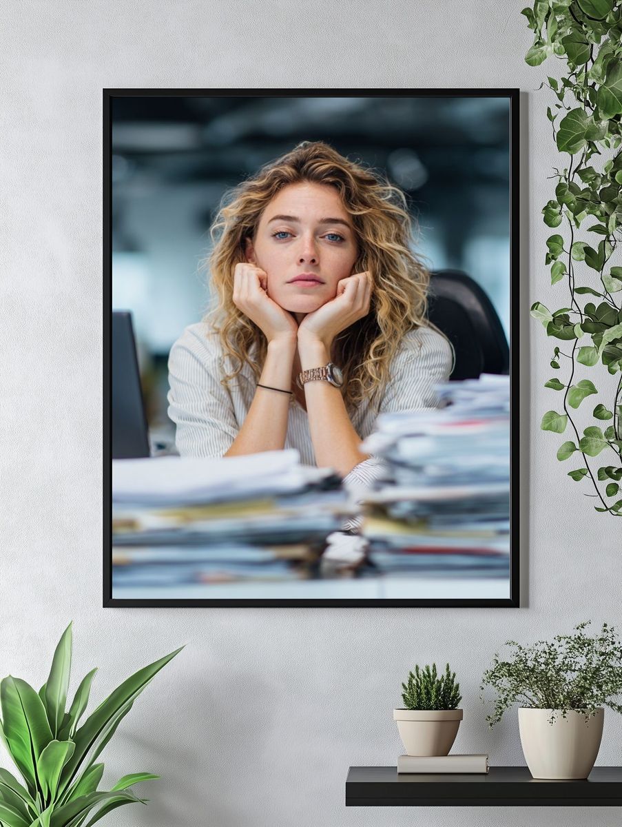 Contemplative Office Portrait Print. — room view 4