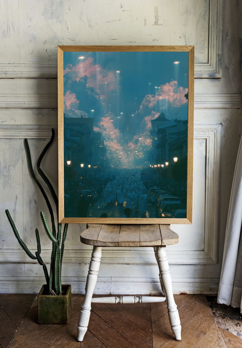 Dreamy City Street — Photography Print. room preview