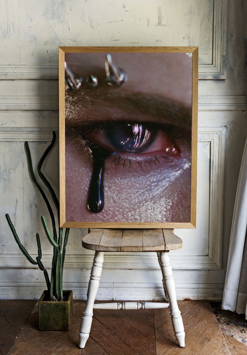 Tearful Eye Close-Up Photography Poster. room preview