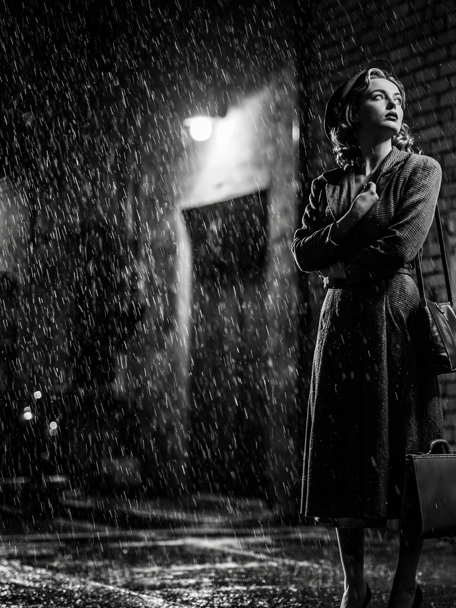 Rainy Street Fashion Portrait Poster. poster detail