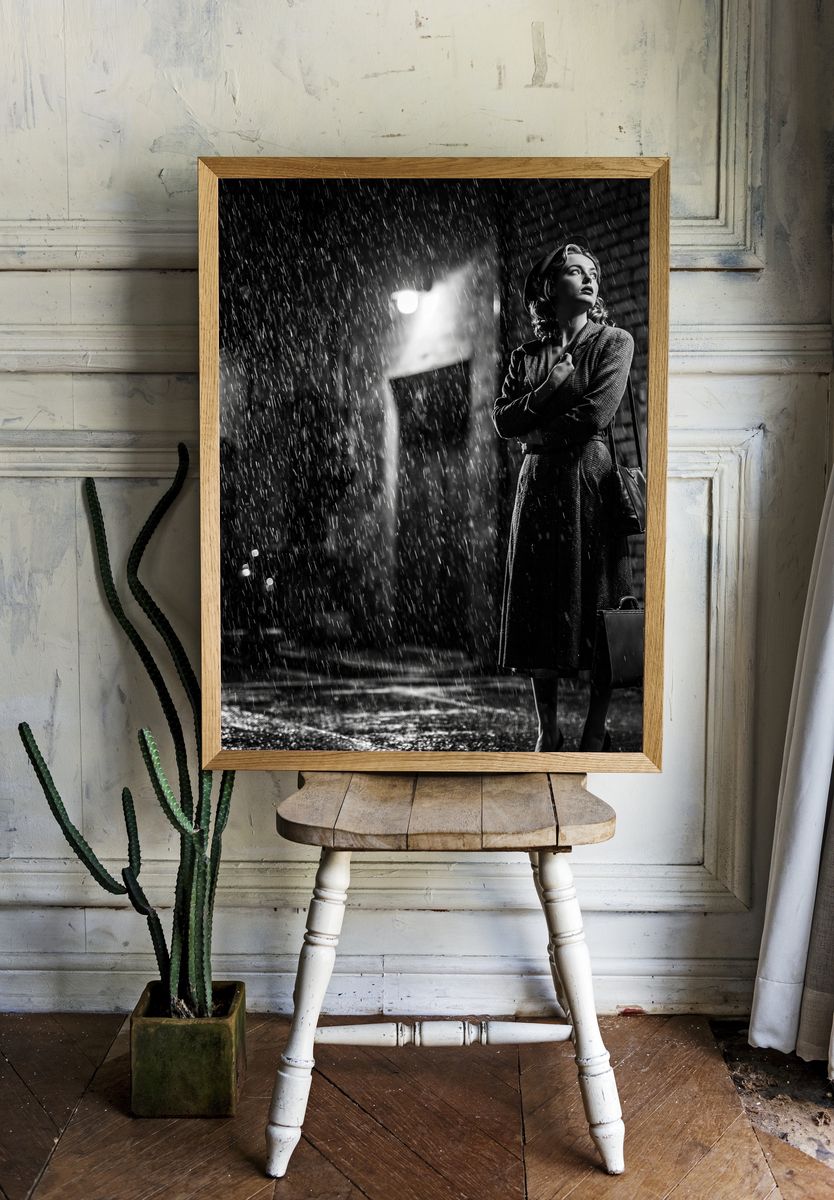 Rainy Street Fashion Portrait Poster. room preview