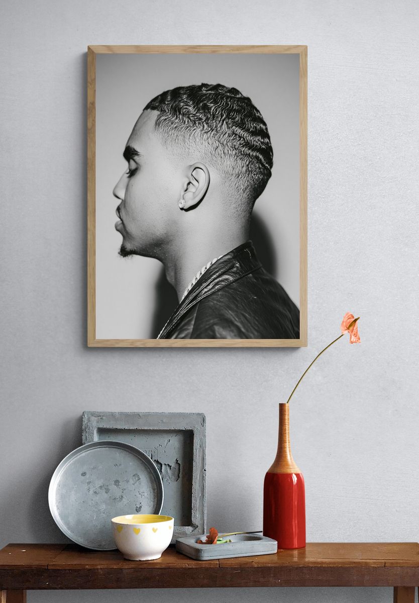 Monochrome Profile Portrait Poster. — room view 3