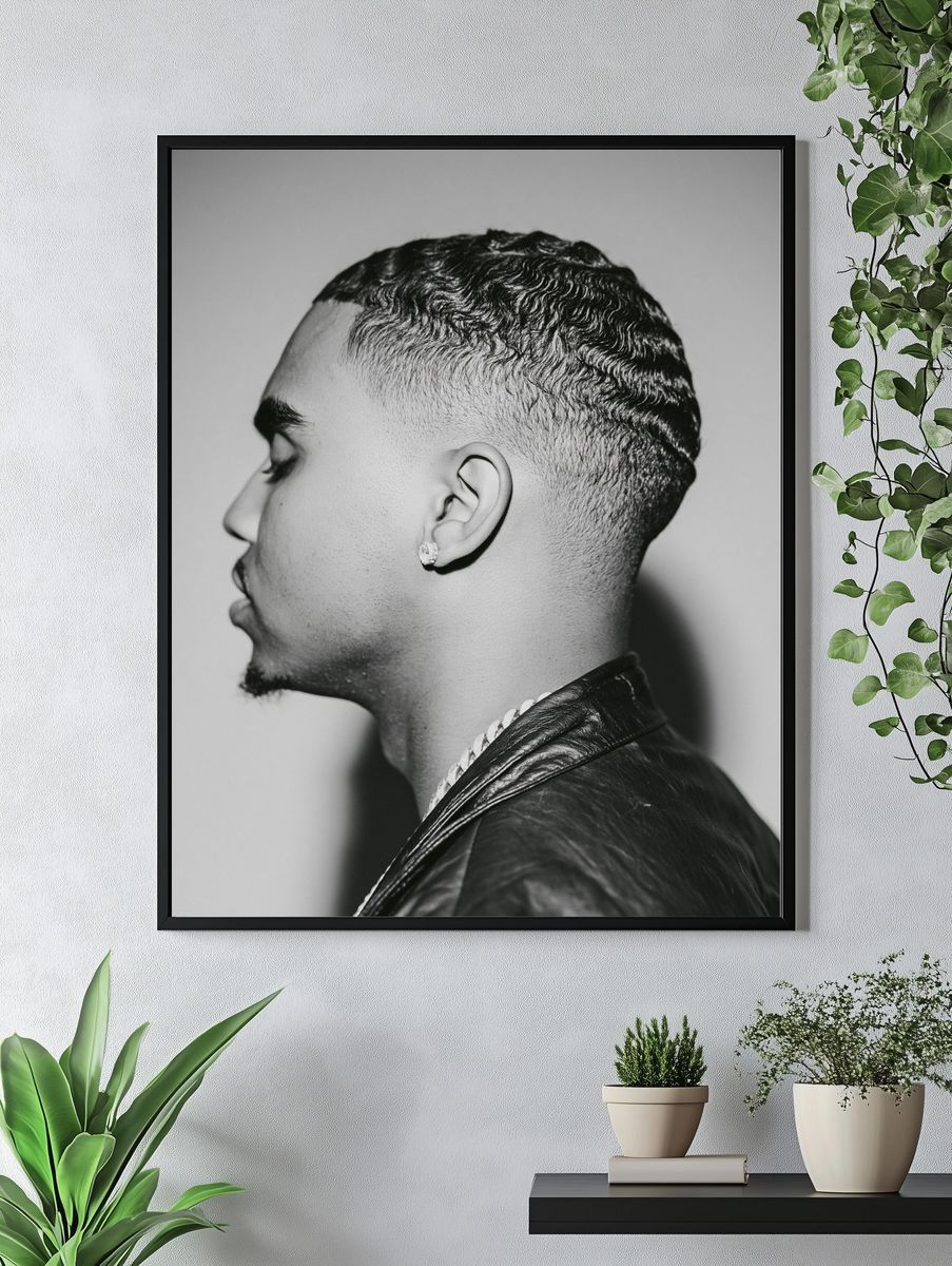 Monochrome Profile Portrait Poster. — room view 4