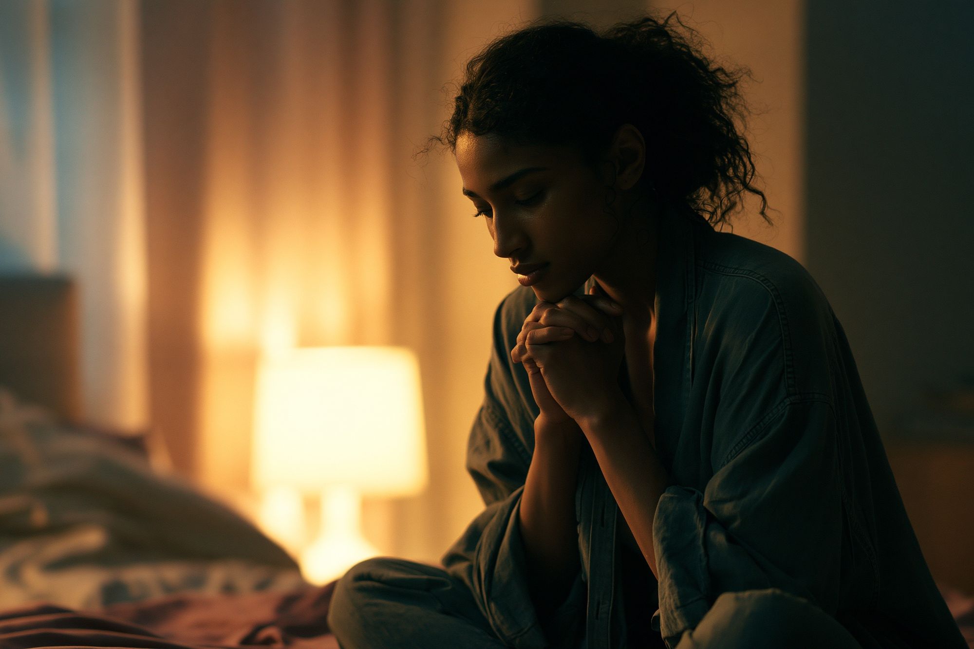 Contemplative Woman Portrait Print. poster detail