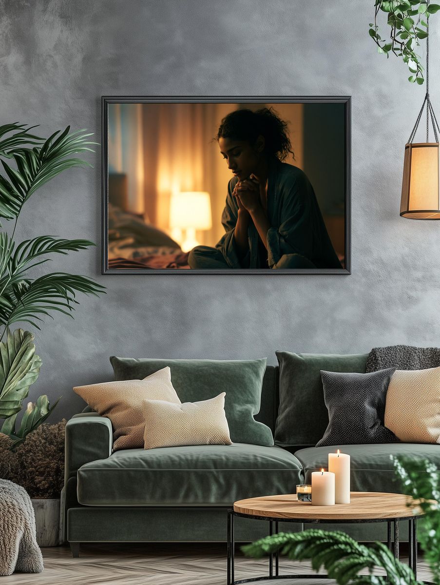 Contemplative Woman Portrait Print. — room view 4