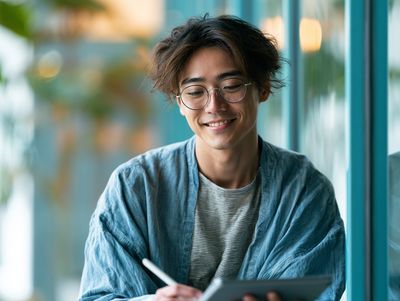 Smiling Young Man Portrait Poster. poster