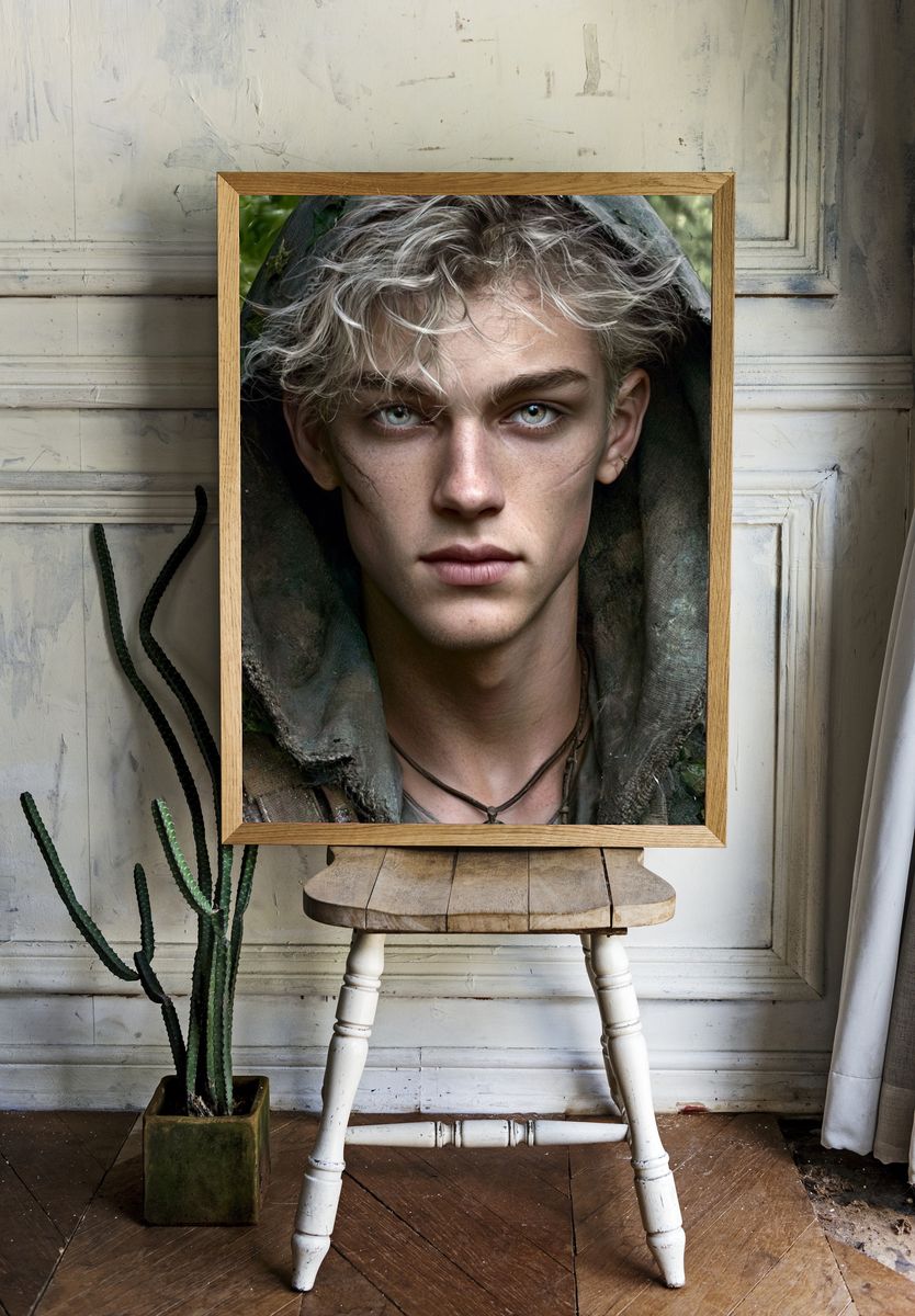 Forest Hooded Portrait Print. — room view 1