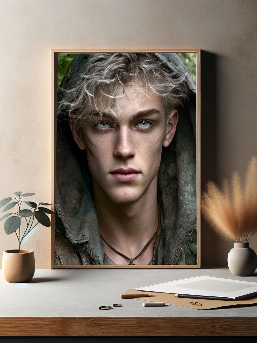 Forest Hooded Portrait Print. — room view 2