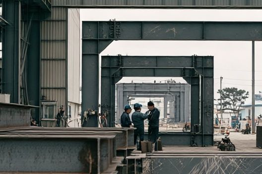 Industrial Steel Yard Photography Poster. poster detail