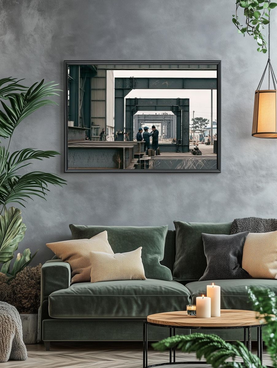 Industrial Steel Yard Photography Poster. — room view 4