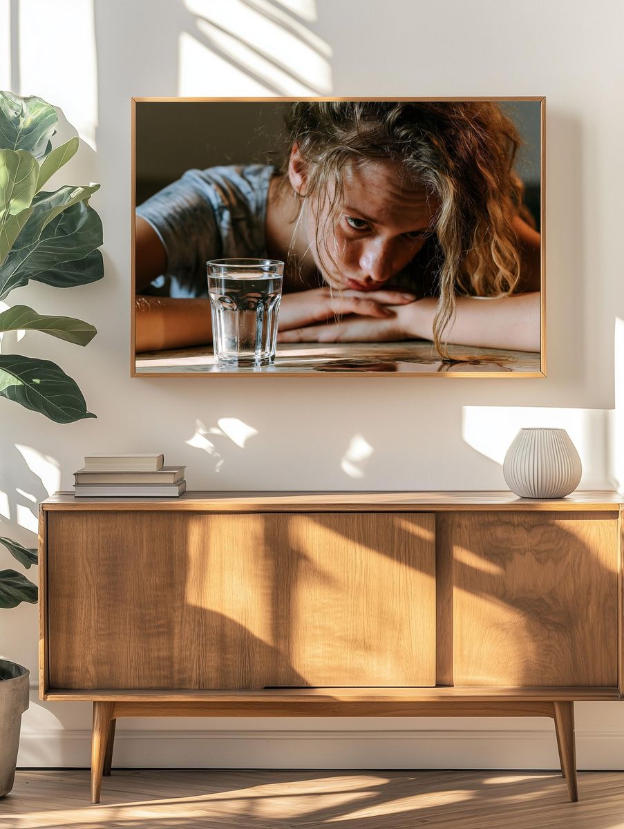 Girl and Glass of Water Photography Poster. — room view 3