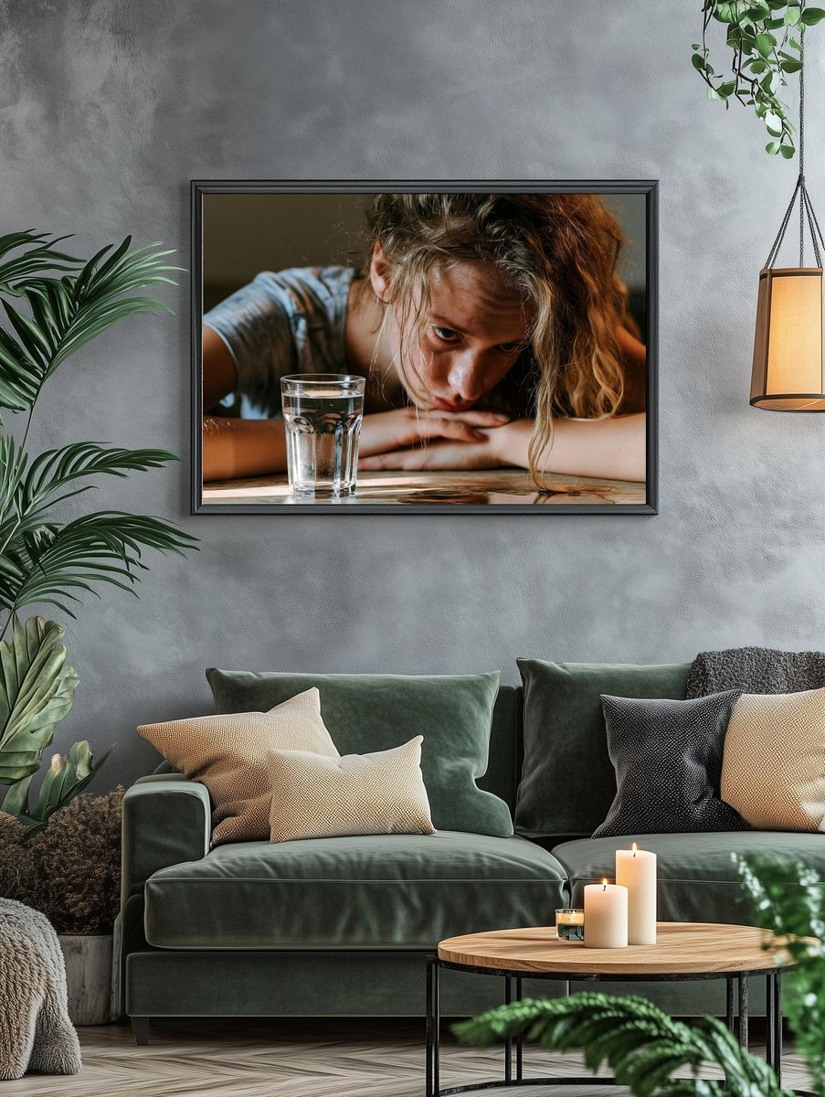 Girl and Glass of Water Photography Poster. — room view 4