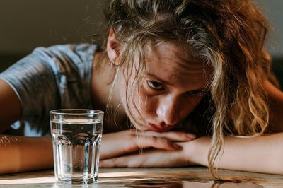 Girl and Glass of Water Photography Poster.
