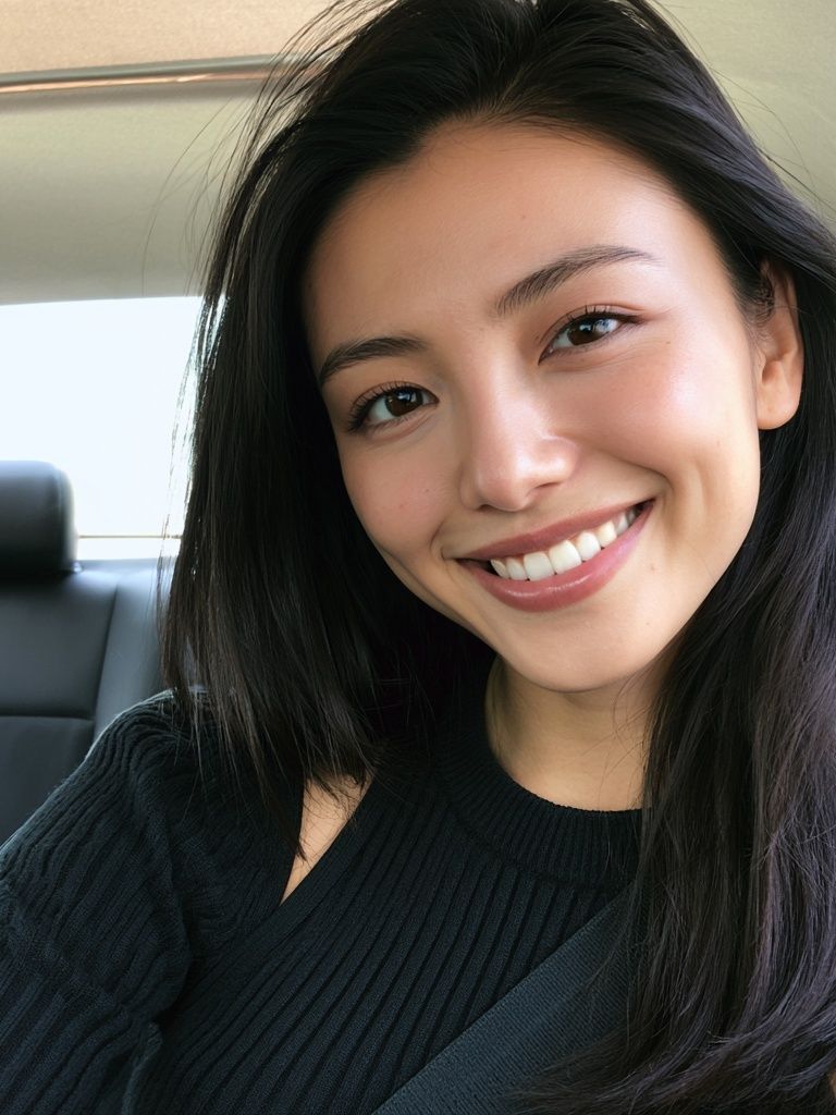 Smiling Car Selfie Portrait Print. poster detail