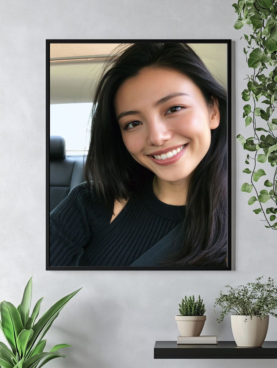 Smiling Car Selfie Portrait Print. — room view 4