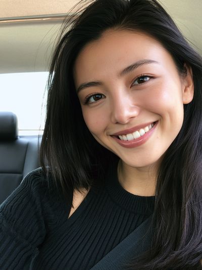 Smiling Car Selfie Portrait Print.