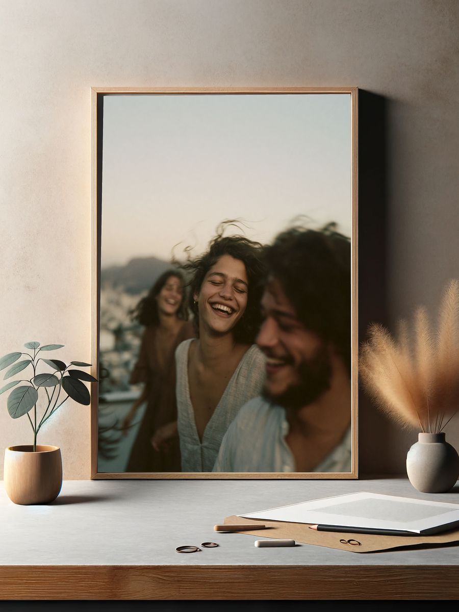 Joyful Friends Portrait Poster. — room view 2
