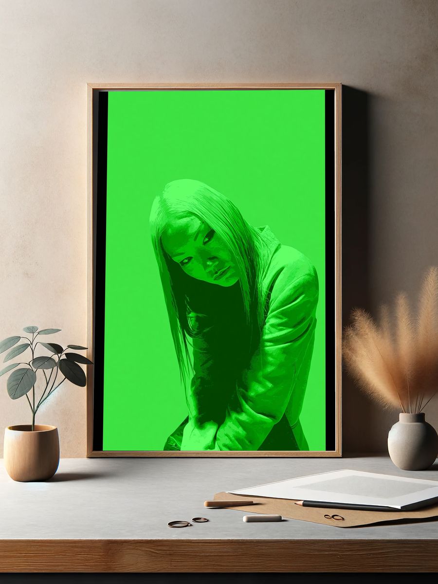 Neon Green Portrait Poster. — room view 2