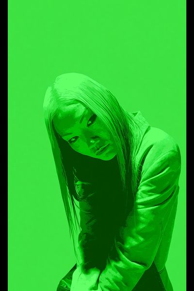 Neon Green Portrait Poster. poster