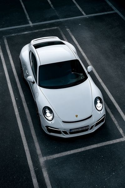 White Porsche Street Photography Poster.