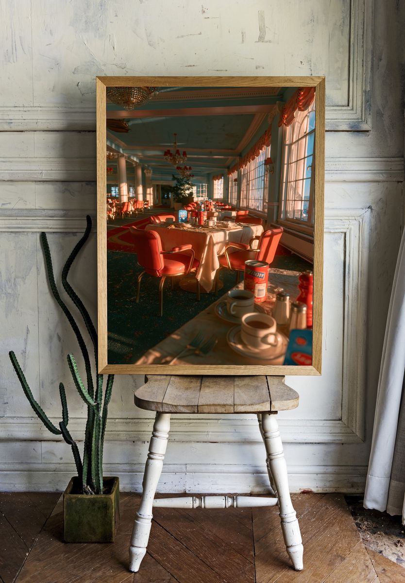 Sunlit Retro Dining Room Poster. room preview