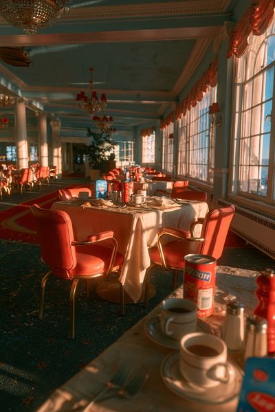 Sunlit Retro Dining Room Poster. poster