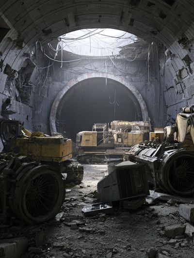 Abandoned Tunnel Machinery Photography Poster.