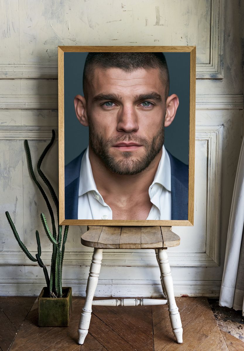 Blue-Eyed Portrait Photography Poster. room preview