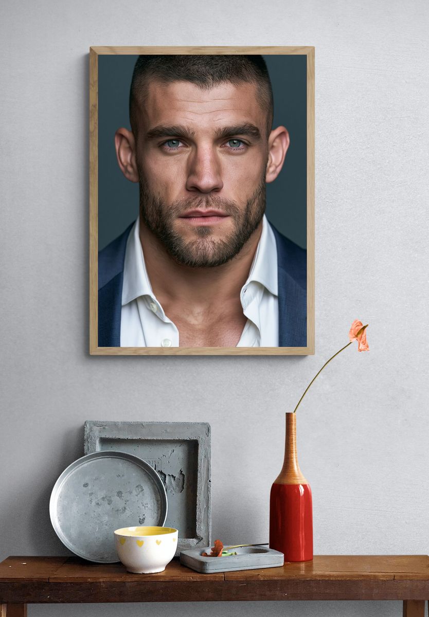Blue-Eyed Portrait Photography Poster. — room view 3