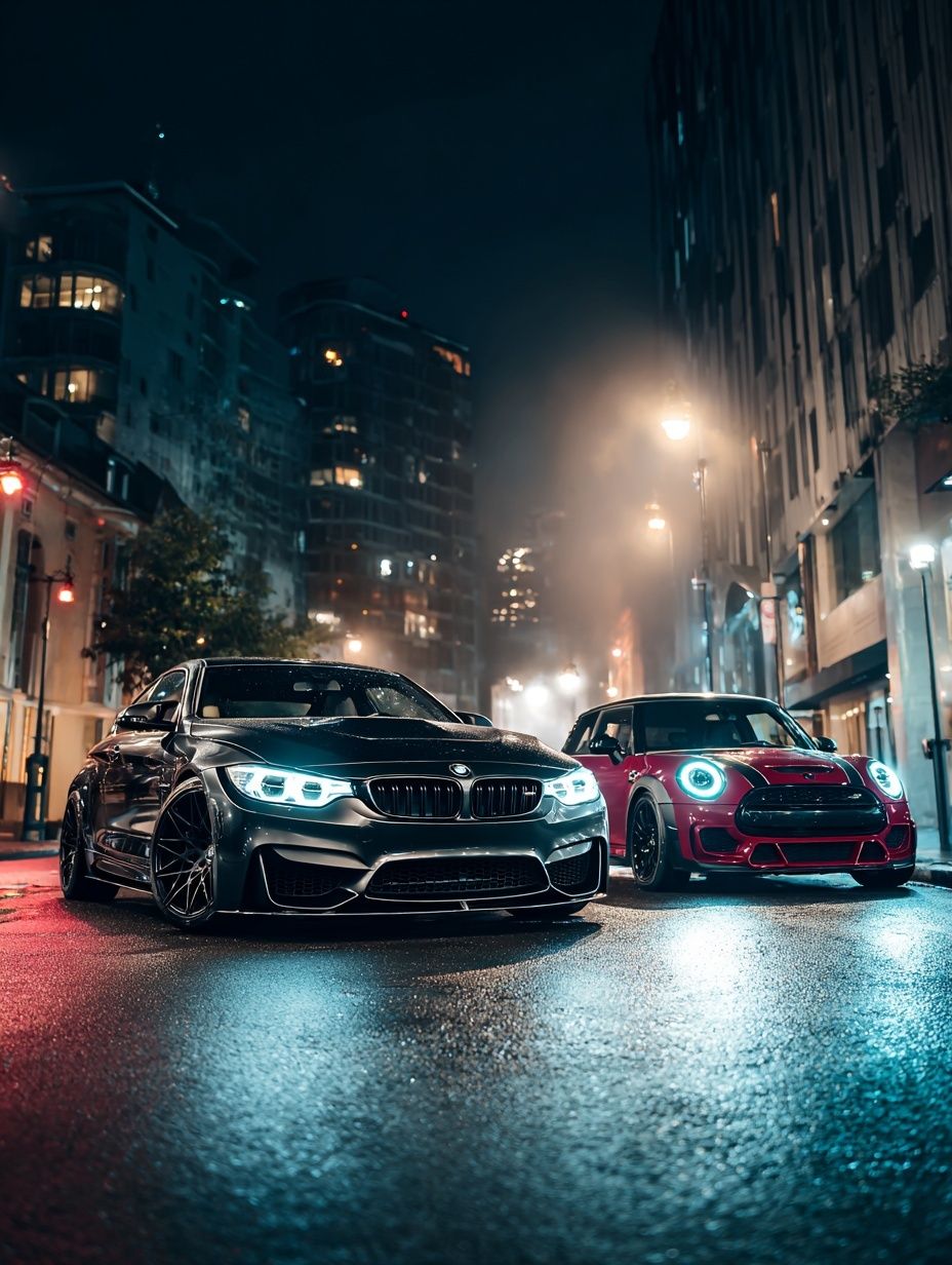 Night City Sports Cars Photography Poster. poster detail