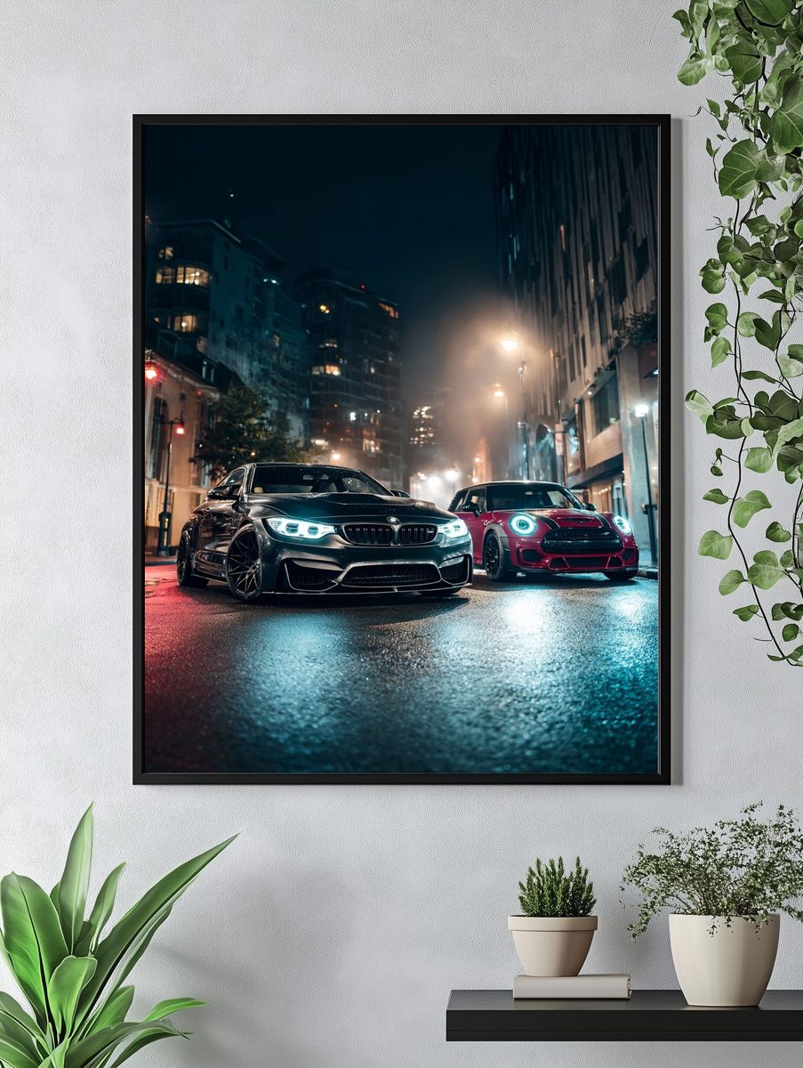 Night City Sports Cars Photography Poster. — room view 4