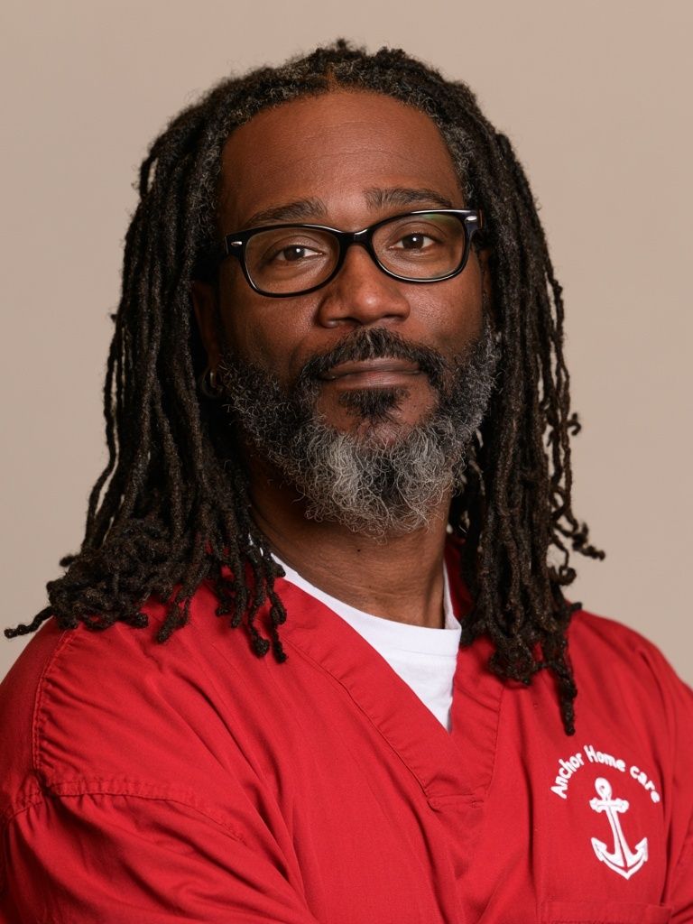 Portrait in Red Scrubs Photography Poster. poster detail