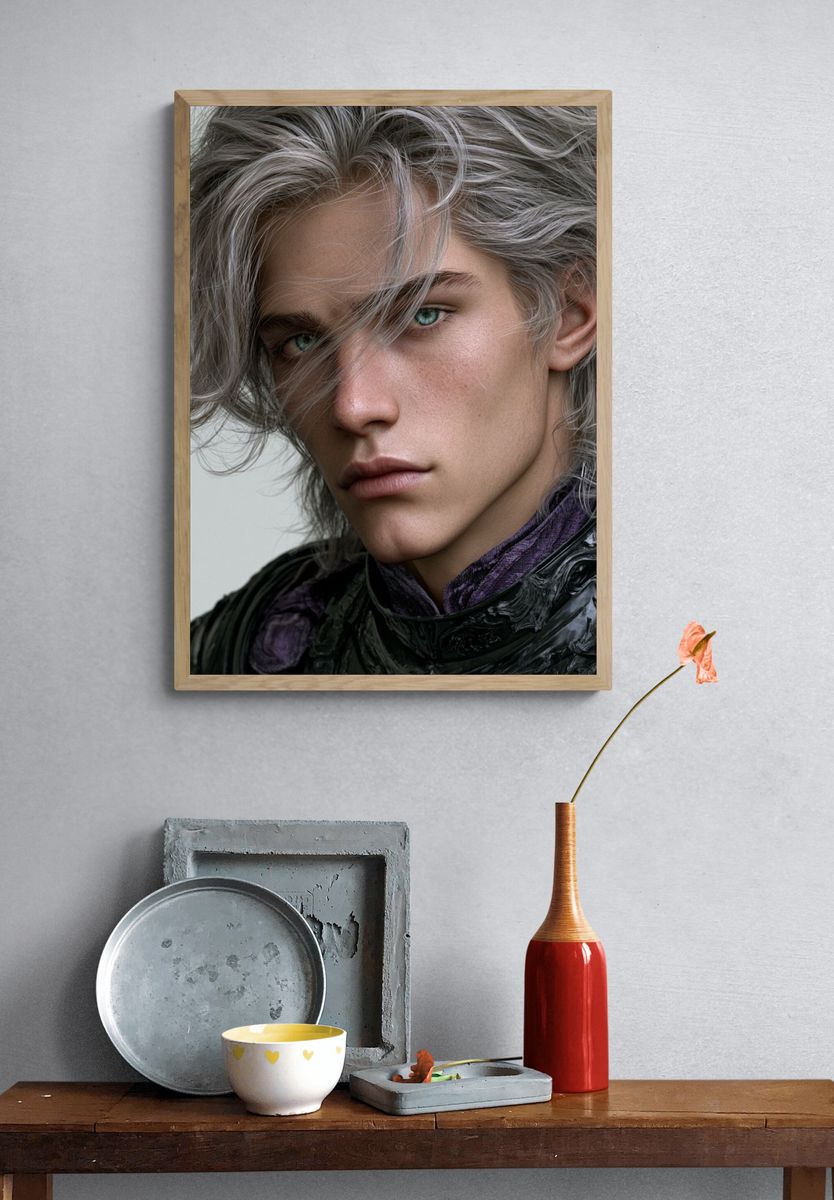 Silver-Haired Portrait Photography Poster. — room view 3