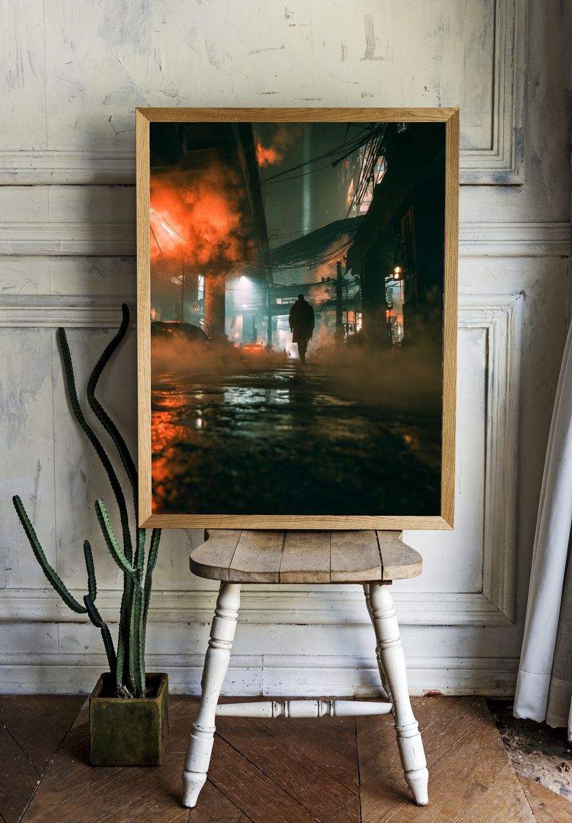 Neon Alley Noir Photography Poster. room preview