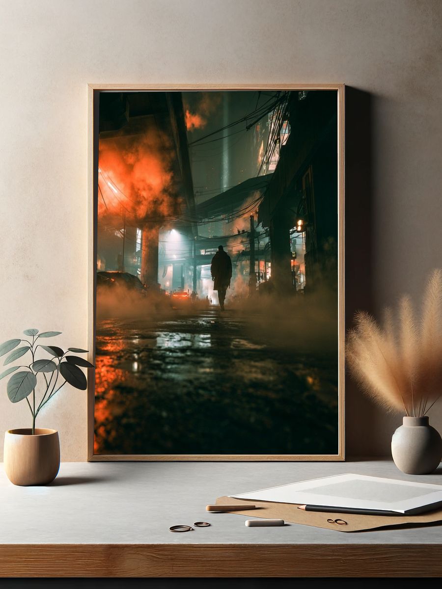 Neon Alley Noir Photography Poster. — room view 2