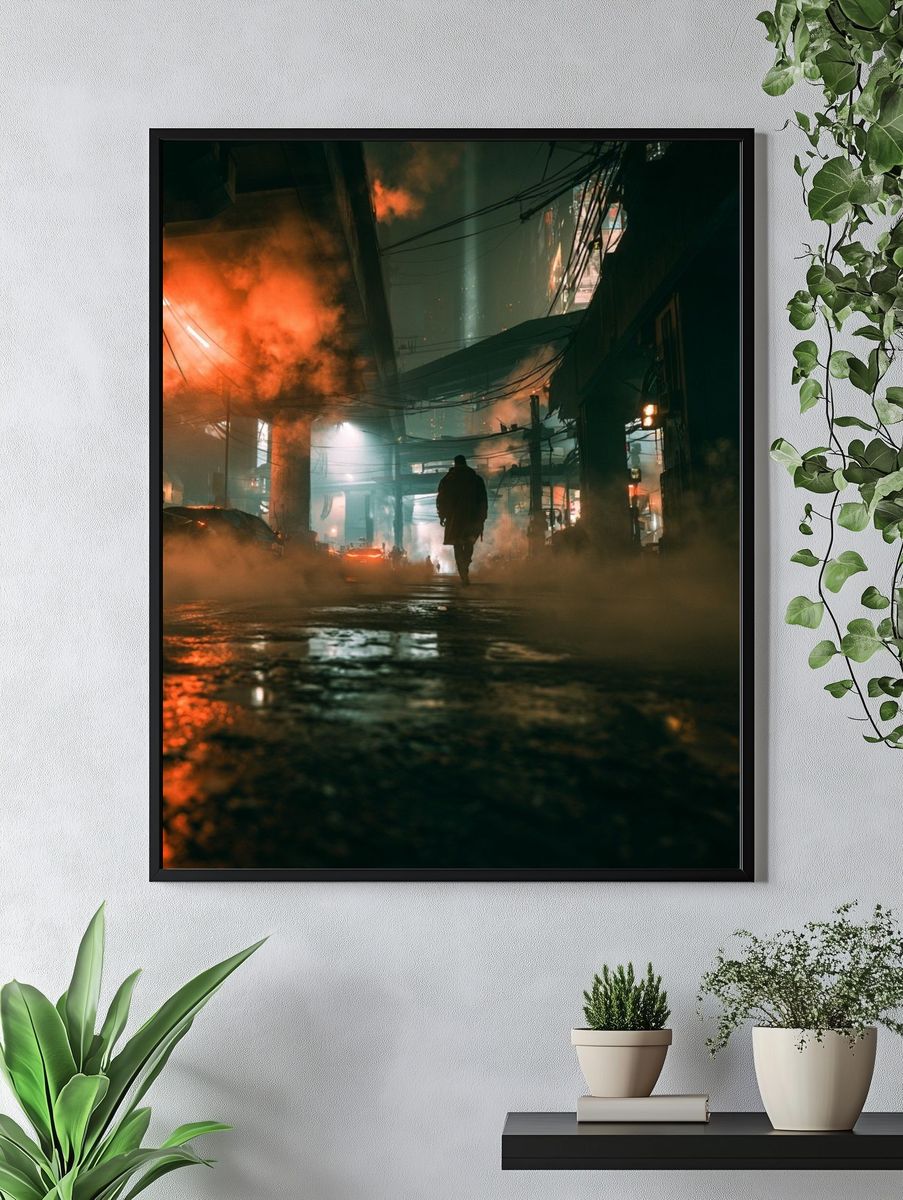 Neon Alley Noir Photography Poster. — room view 4