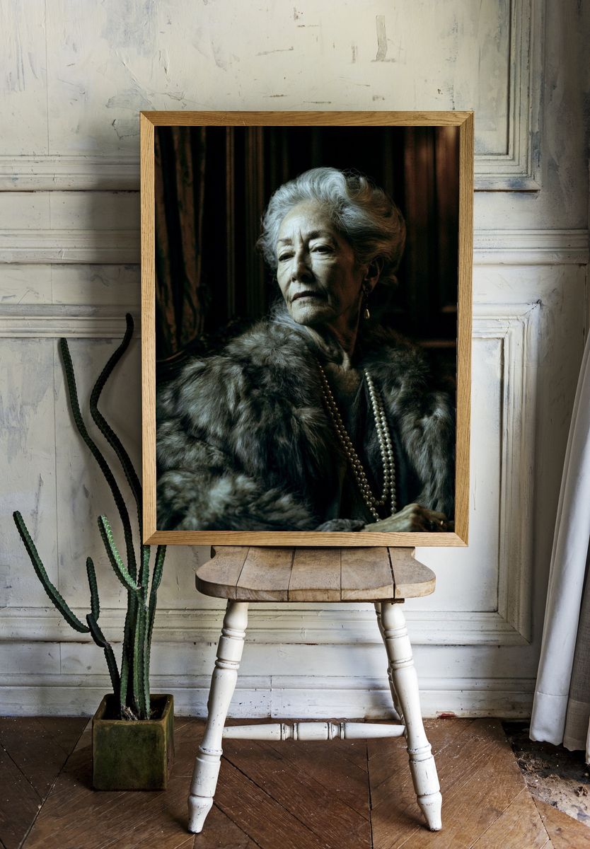 Elderly Woman Portrait Photography Poster. — room view 1