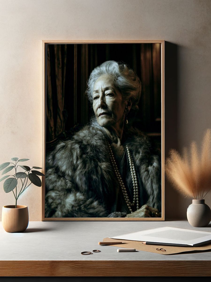 Elderly Woman Portrait Photography Poster. — room view 2